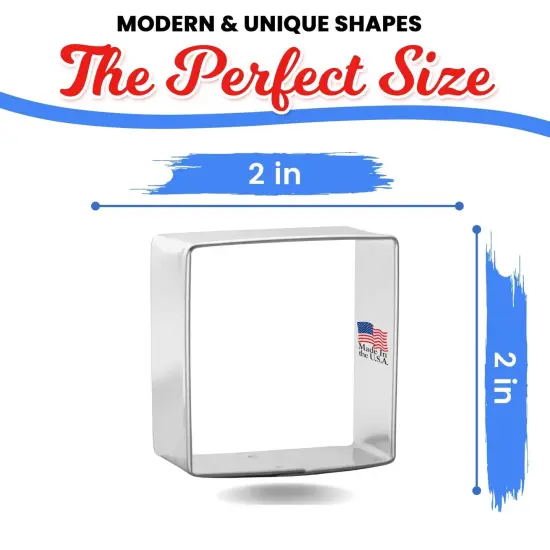 Square Cookie Cutter 2 in, CookieCutter.com, Tin Plated Steel, Handmade in the USA {2}