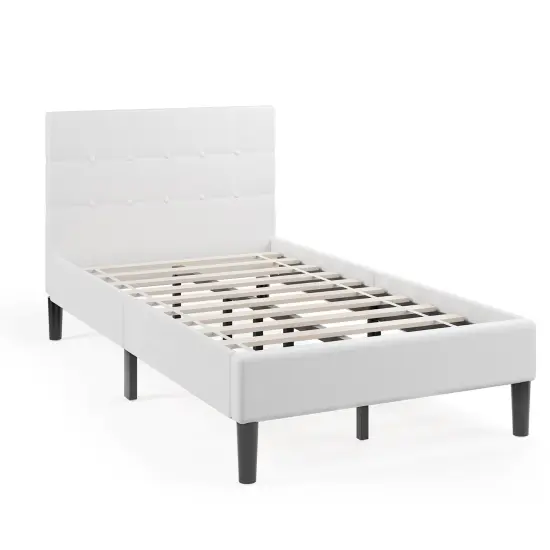 Costway Twin Upholstered Bed Frame Button Tufted Headboard Mattress Foundation {7}