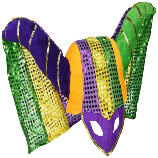 Masked Mardi Gras Hat w/Sequined Drape (Pack of 6) {1}
