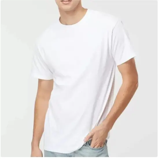 RADYAN Men's Plain Single Pack Ultra Cotton Soft Cool Short Sleeve Round Neck Adult White Solid T Shirt. Crew Neck mens undershirt Ultra soft cotton rich & blend {5}