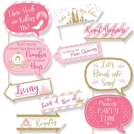 Big Dot of Happiness Funny Little Princess Crown - Pink and Gold Princess Baby Shower or Birthday Party Photo Booth Props Kit - 10 Piece {1}