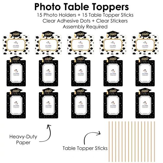 Big Dot of Happiness Goodbye High School, Hello College - Graduation Party Picture Centerpiece Sticks - Photo Table Toppers - 15 Pieces {6}