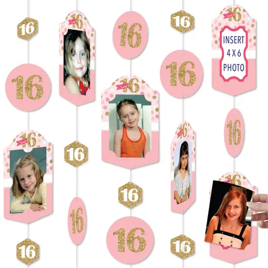 Big Dot of Happiness Sweet 16 - 16th Birthday Party Vertical Photo Garland 35 Pieces {1}