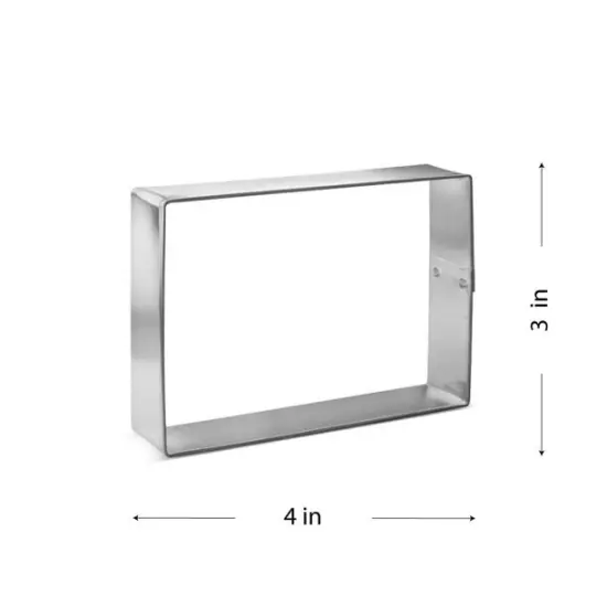 Rectangle Cookie Cutter 3 in by 4 in, CookieCutter.com, Tin Plated Steel, Handmade in the USA {2}
