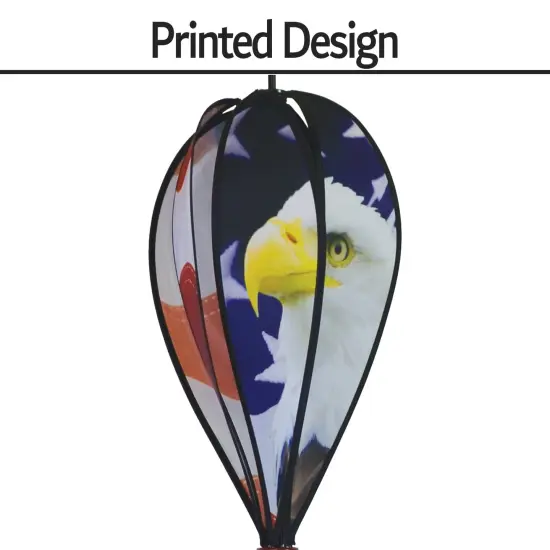 In the Breeze 0979 - American Flag and Eagle Hot Air Balloon Spinner - Outdoor Hanging Decoration {3}