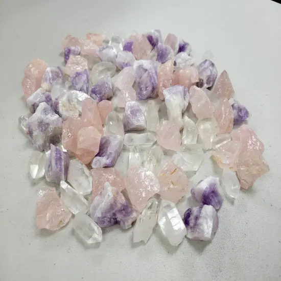 Rough Quartz Crystals Bulk - Amethysts, Rose Quartz, Quartz Points {5}