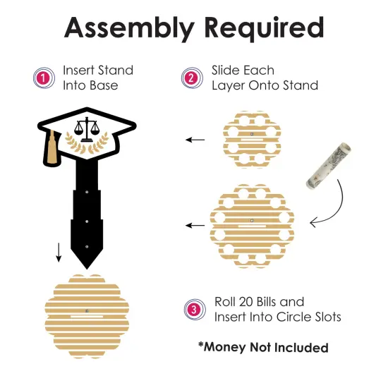 Big Dot of Happiness Law School Grad - DIY Future Lawyer Graduation Party Money Holder Gift - Cash Cake {6}