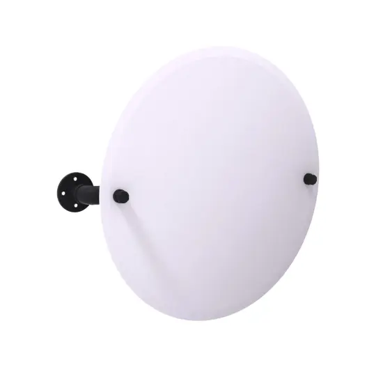 Pipeline Collection Frameless Round Wall Mounted Tilt Mirror - Matte Black {1}
