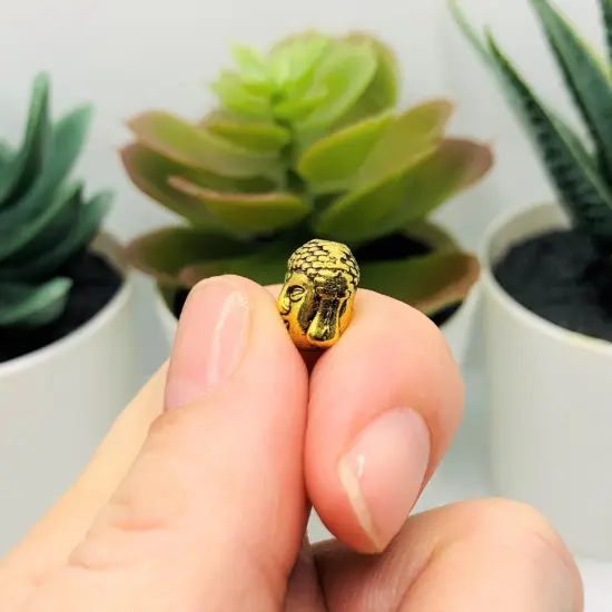 4, 20 or 50 Pieces: Antique Gold Happy Buddha Head Beads {5}