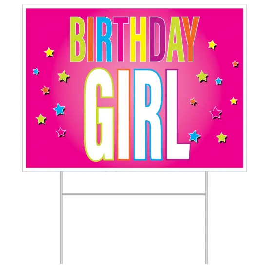 Plastic Birthday Girl Yard Sign, (Pack Of 6) {1}