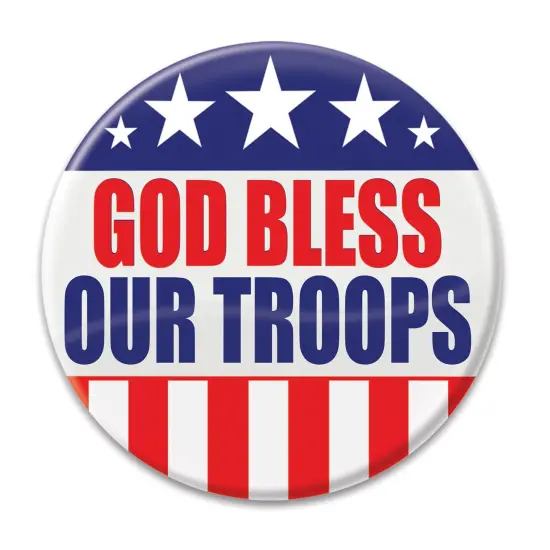 God Bless Our Troops Button, (Pack of 6) {1}