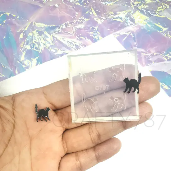 Scared Cat Earring Silicone Mold(A8) {1}