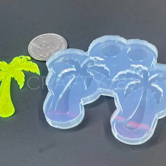 Tropical Palm Dangle Earring Silicone Mold (C13) {5}