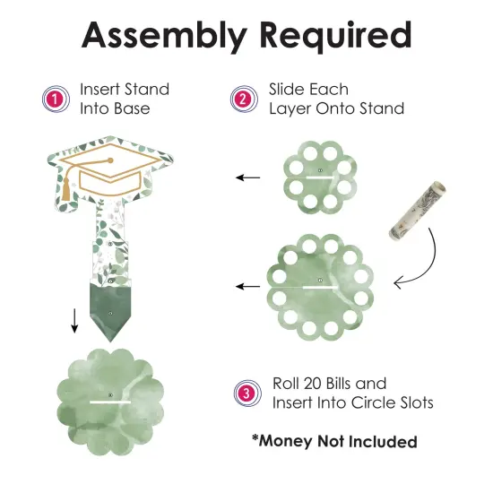 Big Dot of Happiness Boho Botanical Graduate - DIY Greenery Graduation Party Money Holder Gift - Cash Cake {6}