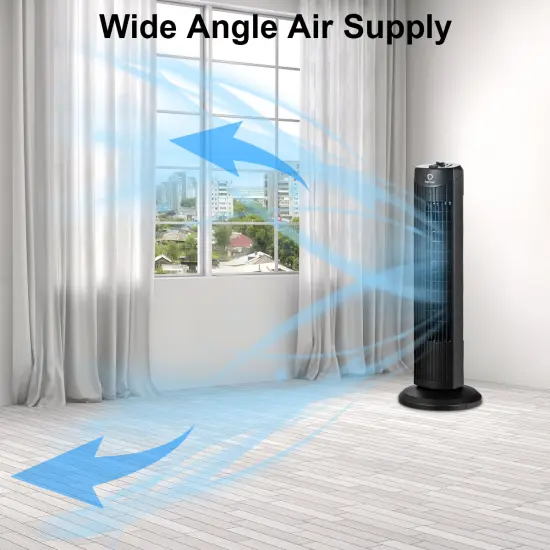 Fantask 35W 28''Oscillating Tower Fan 3 Wind Speed Quiet Bladeless Cooling Room {5}
