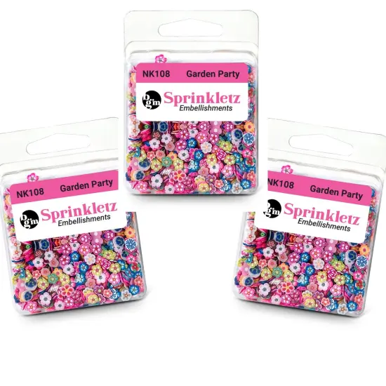 Buttons Galore Sprinkletz Embellishments for Crafts, Tiny Polymer Clay Shapes & Unique Designs - Garden Party - 3 Pack {1}