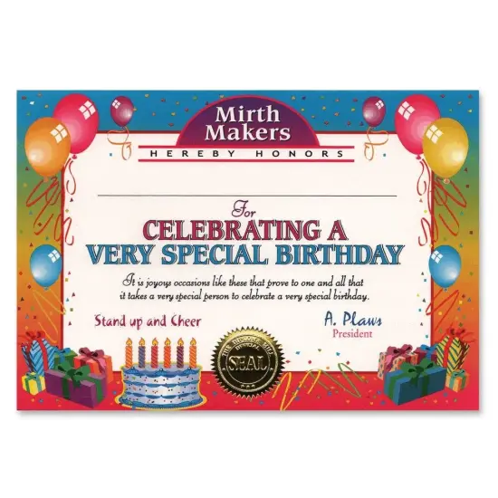 Very Special Birthday Certificate (Pack of 6) {1}