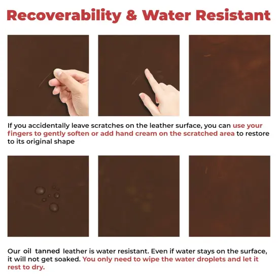 European Leather Work 9-10 oz. (3.6-4mm) Oil-Tanned Leather Scraps Bourbon Brown Cowhide Full Grain Leather for Tooling, Accessories, Jewelry, Crafting, and DIY Projects {5}