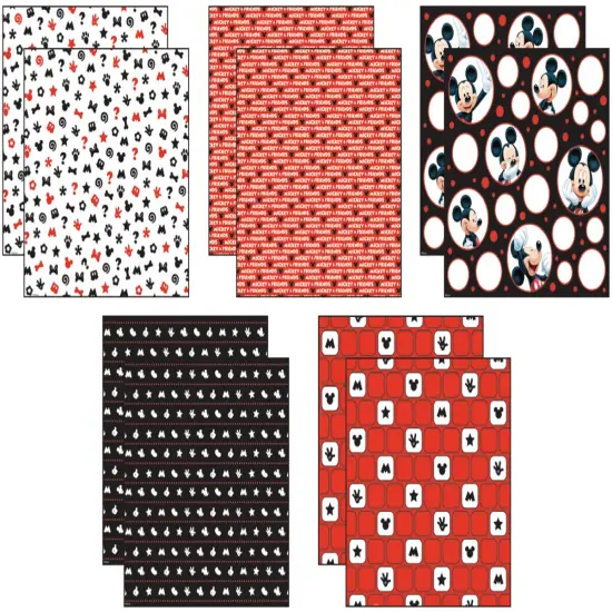 EK Disney Paper Pack 12"X12" 10/Pkg-Mickey Black, White & Red; 5 Designs/2ea {2}
