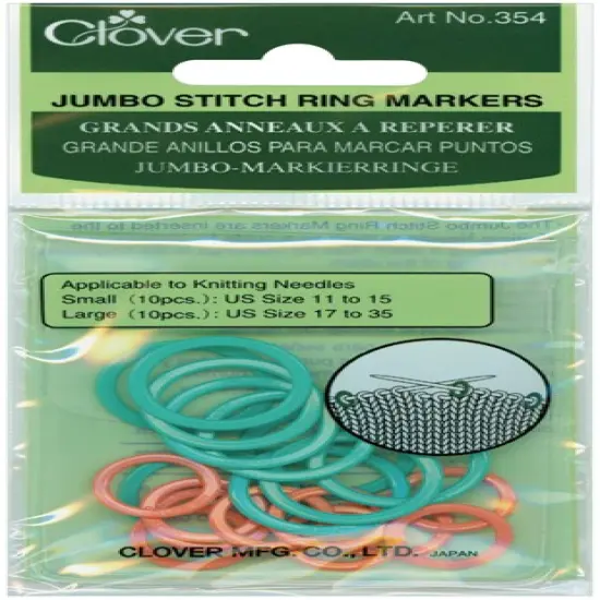Clover Jumbo Stitch Ring Markers-20/Pkg {1}