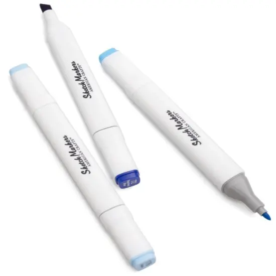 American Crafts - Sketch Markers Collection - Dual Tip - Chisel and Fine Point - Glacier 3 Pack 34007538 {2}