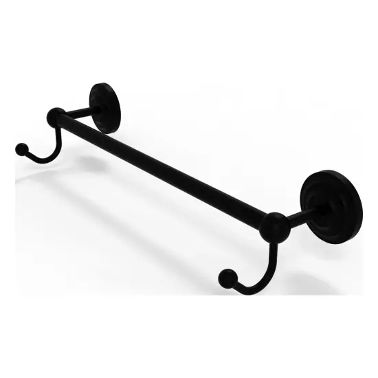 Prestige Que New Collection 18 Inch Towel Bar With Integrated Hooks - Pqn-41-18-Hk-Bkm {1}