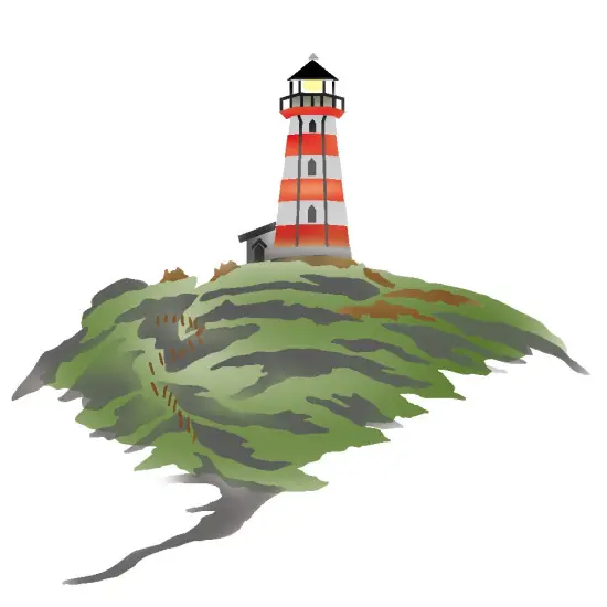Lighthouse on an Island Wall Stencil | 2712 by Designer Stencils | Outdoor Stencils | Reusable Art Craft Stencils for Painting on Walls, Canvas, Wood | Reusable Plastic Paint Stencil for Home Makeover | Easy to Use & Clean Art Stencil {1}