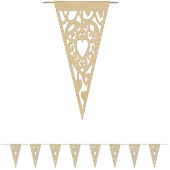 Die-Cut Kraft Paper Heart Pennant Banner (Pack of 12) {1}