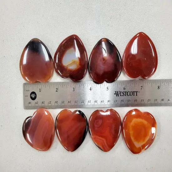 Carnelian Crystal Heart Palm Stones {4}