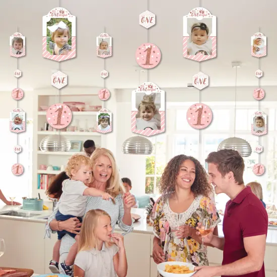 Big Dot of Happiness 1st Birthday Little Miss Onederful - Girl First Birthday Party Vertical Photo Garland 35 Pieces {7}