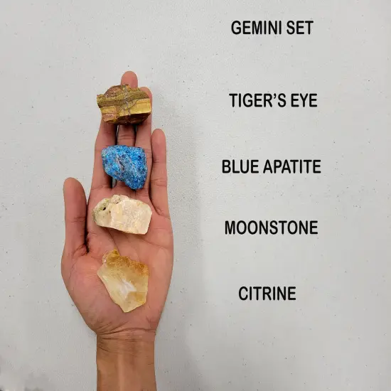 Crystals For Gemini Zodiac Sign, Tiger's Eye Blue Apatite Moonstone Citrine {1}