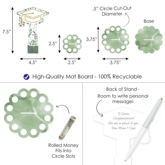 Big Dot of Happiness Boho Botanical Graduate - DIY Greenery Graduation Party Money Holder Gift - Cash Cake {4}