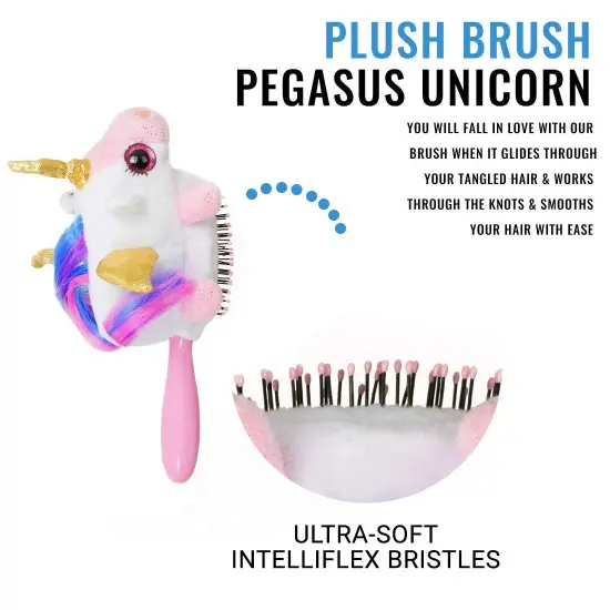 Wet Brush Plush Kid's Detangler&nbsp;Hair Brush with Soft IntelliFlex Bristles for All Hair Types - Unicorn Plush Purple {2}