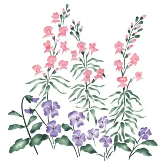 Snapdragons and Pansies Wall Stencil | 3083 by Designer Stencils | Floral Stencils | {1}