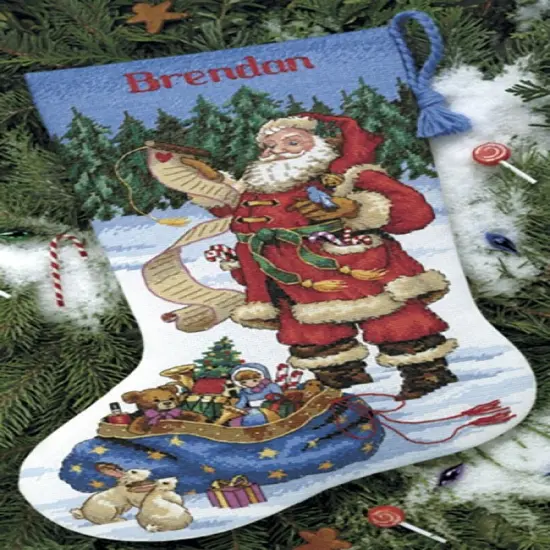 Dimensions Counted Cross Stitch Kit 16" Long-Checking His List Stocking {2}