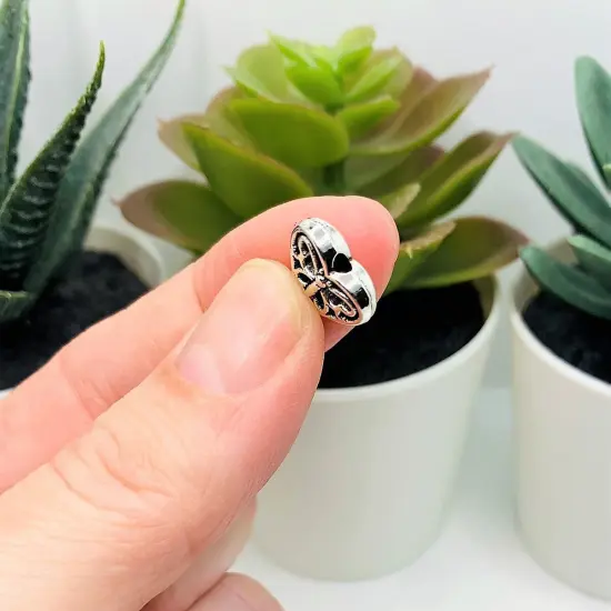 4, 20 or 50 Pieces: Antique Silver Butterfly Heart Spacer Beads, 12x10mm - Double Sided {4}
