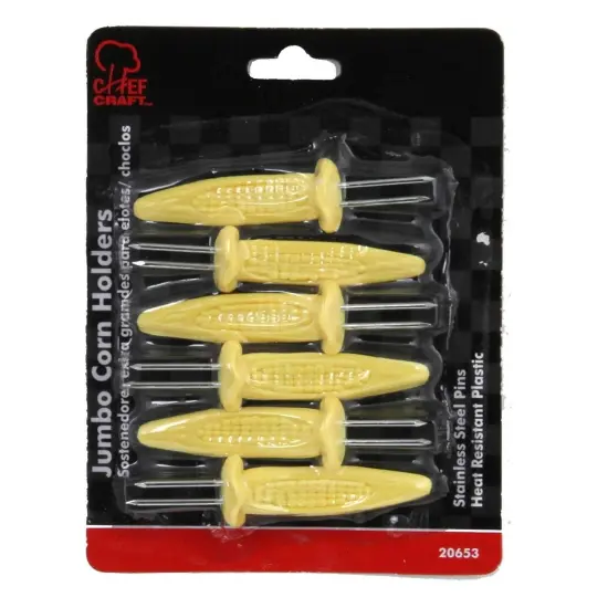 Chef Craft 6pc Jumbo Corn Holders Cob Skewers Set with Stainless Steel Pins {2}