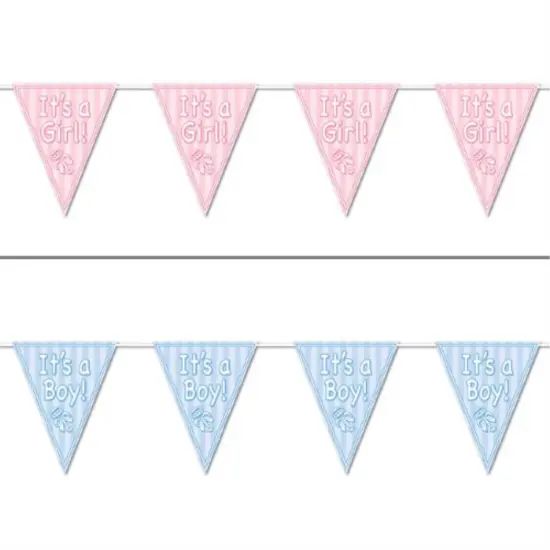 It's A Girl! Pennant Banner (Pack of 12) {1}