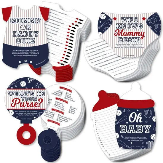 Big Dot of Happiness Batter Up - Baseball - 4 Baby Shower Games - 10 Cards Each - Gamerific Bundle {1}