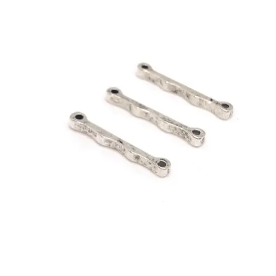 4, 20 or 50 Pieces: Silver Toned 19x3mm Decorative Bar Connectors {1}