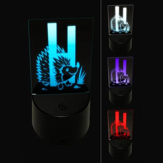 Animal Alphabet Letter H for Hedgehog 3D Illusion LED Night Light Sign Nightstand Desk Lamp {1}