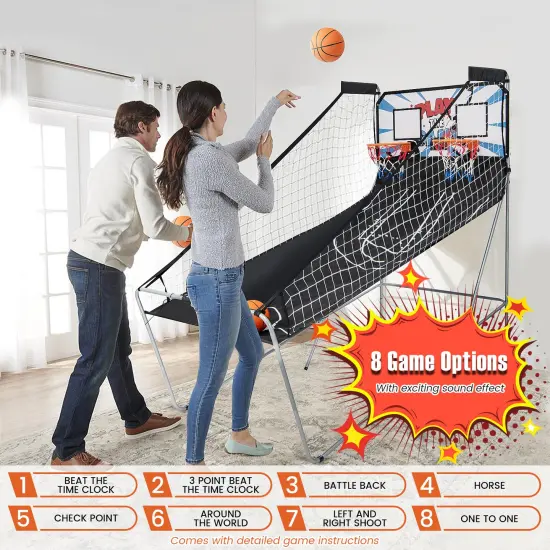 Foldable Dual Shot Basketball Arcade Game with Electronic Scoring System {3}