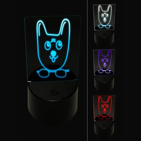 Cute Puppy Dog Doodle Face and Paws 3D Illusion LED Night Light Sign Nightstand Desk Lamp {1}