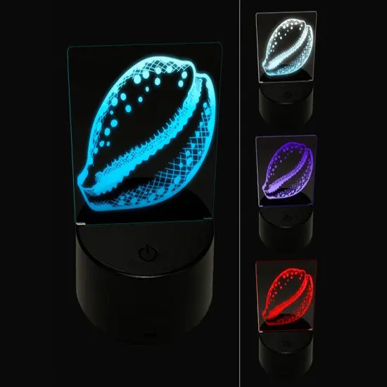 Cyprae Tigris Cowrie Hashmark Shaded Shell Beach Seashell 3D Illusion LED Night Light Sign Nightstand Desk Lamp {1}