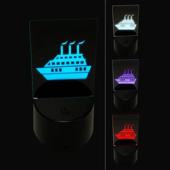 Vacation Cruise Ship Boat 3D Illusion LED Night Light Sign Nightstand Desk Lamp {1}
