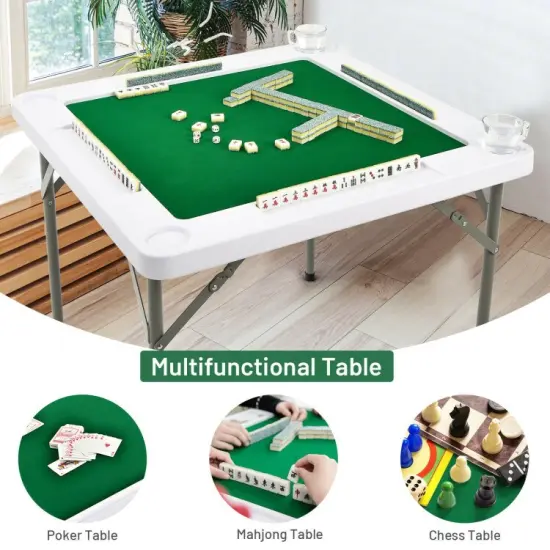 4-Player Mahjong Game Table with Iron Frame {6}