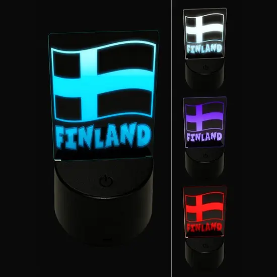 Finland with Waving Flag Cute 3D Illusion LED Night Light Sign Nightstand Desk Lamp {1}