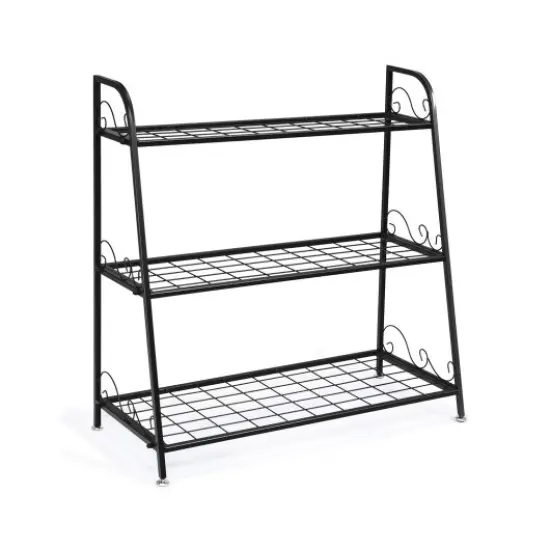 3-tier Metal Plant Stand Shelf Display Rack for Plants Shoes Flower Pot {1}