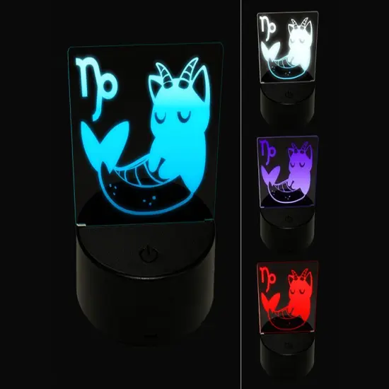 Astrological Cat Capricorn Horoscope Zodiac Sign 3D Illusion LED Night Light Sign Nightstand Desk Lamp {1}