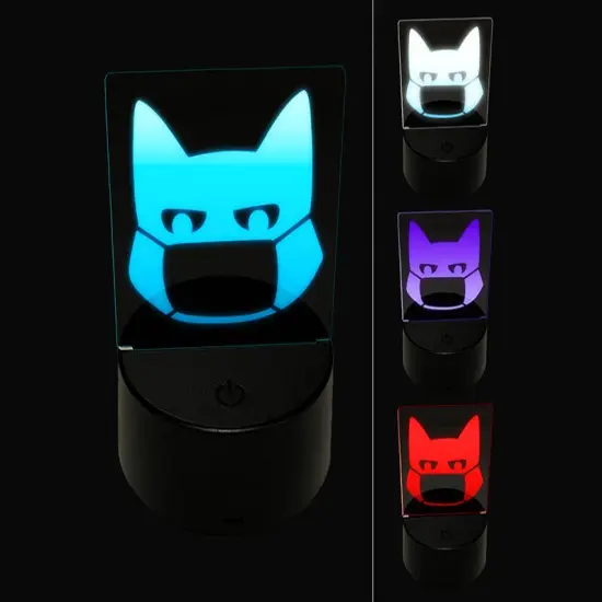 Judgmental Cat Wearing Mask 3D Illusion LED Night Light Sign Nightstand Desk Lamp {1}